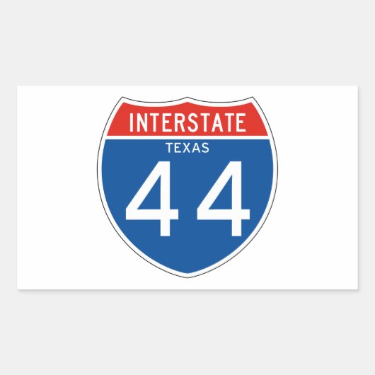 Interstate Sign 44 - Texas Rechteckiger Aufkleber (Vorderseite)
