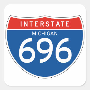 Interstate Sign 696 - Michigan Quadratischer Aufkleber