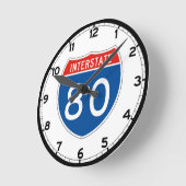 Interstate Sign 80 - Ohio Runde Wanduhr (Winkel)