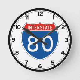 Interstate Sign 80 - Ohio Runde Wanduhr