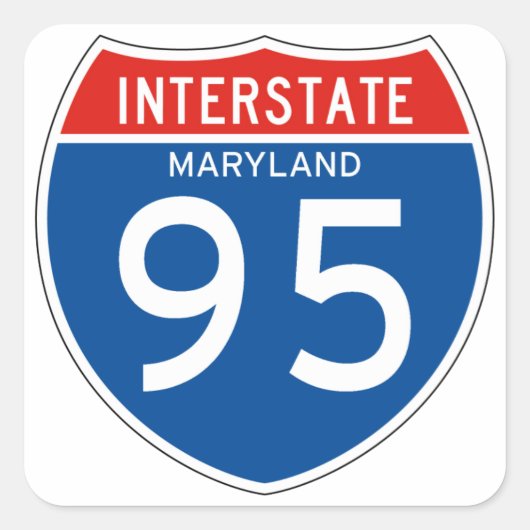 Interstate Sign 95 - Maryland Quadratischer Aufkleber (Vorderseite)