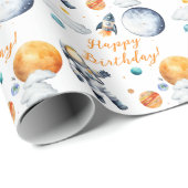 Interstellar Birthday Boy Space Astronaut Geschenkpapier (Rolleneckpunkt)