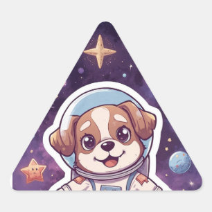 Interstellar Paws - Niedlicher Weltraumhund im Abe Dreieckiger Aufkleber
