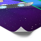 Interstellar Pup on Surfboard Poster (Ecke)