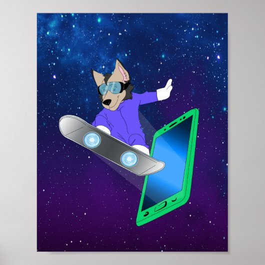 Interstellar Pup on Surfboard Poster (Vorne)