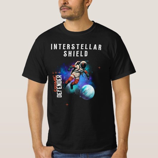 Interstellar Shield Cosmic Defender T-Shirt (Vorderseite)