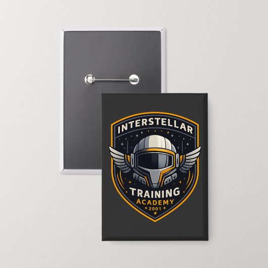 Interstellar Training Academy Sci-Fi-Emblem-Button Button (Vorderseite/Rückseite)