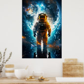 Interstellar Traveler Astronaut Earth Space Art Poster (Küche)