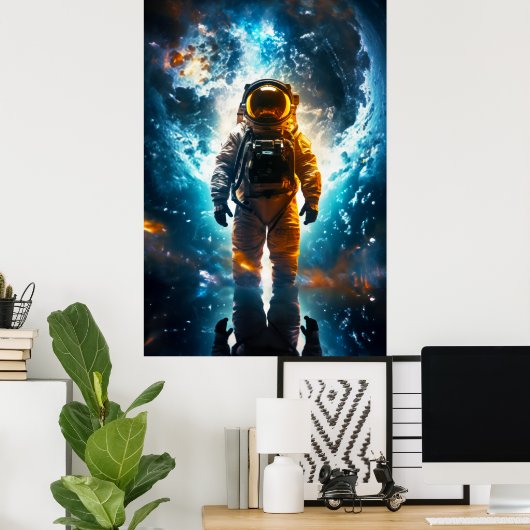 Interstellar Traveler Astronaut Earth Space Art Poster (Heimbüro)
