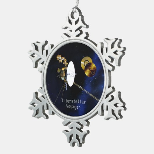 Interstellare Voyager Raumsonde Schneeflocken Zinn-Ornament (Rechts)