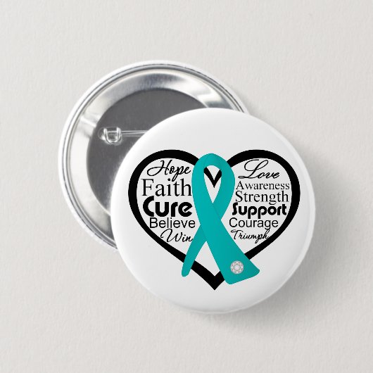 Interstitielle Cystitis Herz-Ribbon Collage Button (Vorne & Hinten)