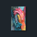 Intertwined Hands Cracked Mosaic Support Leinwanddruck<br><div class="desc">Two hands clasp together in quiet strength—one reaching upward in deep teal-blue, the other gently holding from above in coral-pink, orange-gold, and warm mustard tones. The background fractures into a textured mosaic of cracked stone-like pieces in slate, rust, turquoise, and muted earth shades, symbolizing brokenness, resilience, connection, healing, emotional support,...</div>