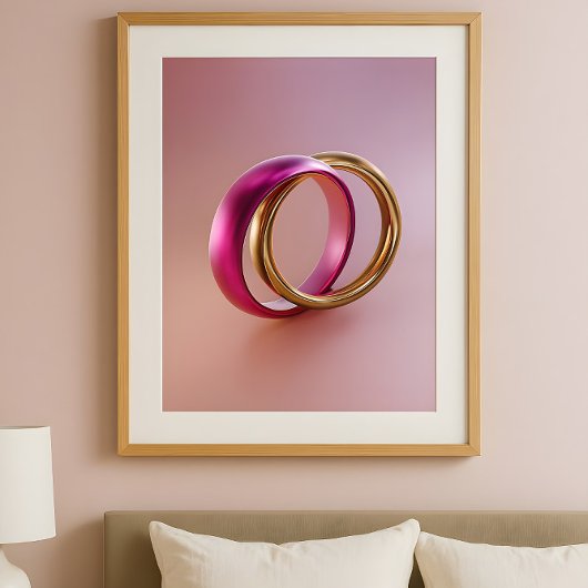 Intertwined Reflections-Modern Abstract Love Rings Poster