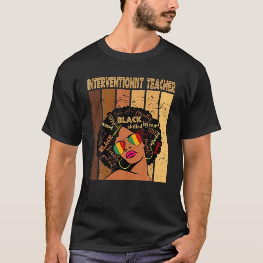 Interventionist Lehrer Afro African Black History T-Shirt (Vorderseite)