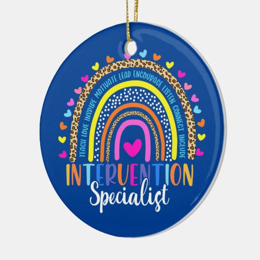 Interventionsspezialist Leopard Regenbogenlehrer Keramik Ornament (Links)