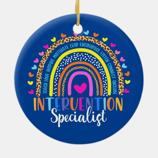 Interventionsspezialist Leopard Regenbogenlehrer Keramik Ornament (Hinten)