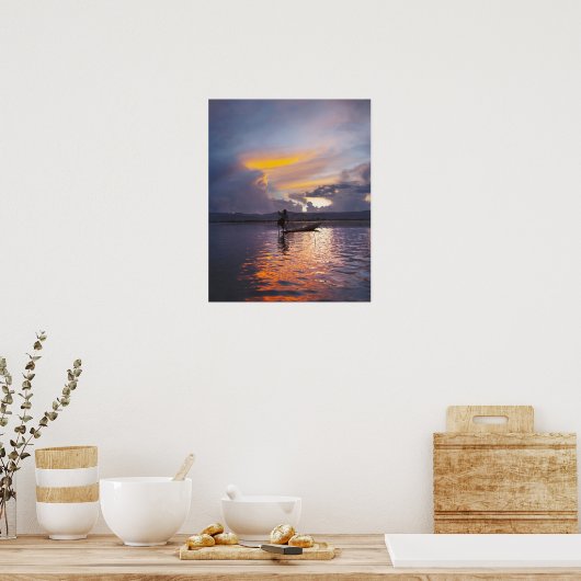 Intha Fischer-Bein Ruderboot mit Netz Poster (Küche)