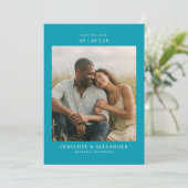 Intimate Teal Modern Photo Save The Date (Stehend Vorderseite)