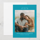 Intimate Teal Modern Photo Save The Date (Vorne/Hinten)