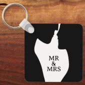 Intimes Ehepaar küsst Silhouette Mr. and Mrs. Schlüsselanhänger (Vorderseite)