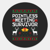 Intless Meeting Survivor Ugly Christmas Sweater Of Runder Aufkleber (Vorderseite)