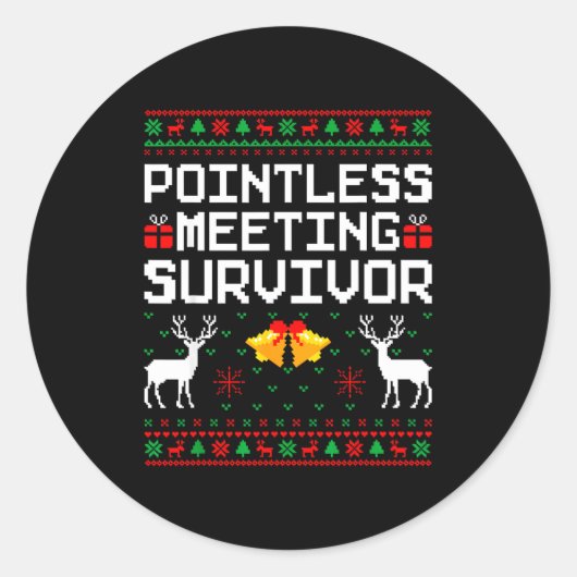 Intless Meeting Survivor Ugly Christmas Sweater Of Runder Aufkleber (Vorderseite)