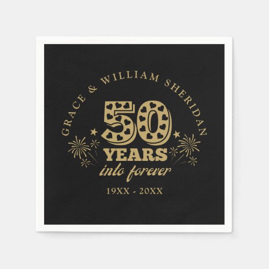 Into Forever 50 Jahre alt Schwarz und Gold Serviette (Vorderseite)