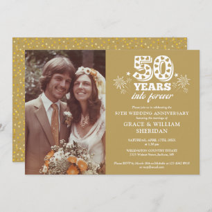 Into Forever Gold 50th Wedding Anniversary Foto Einladung
