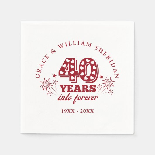 Into Forever Ruby 40. Hochzeitstag Serviette (Vorderseite)