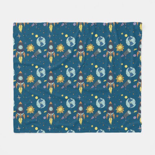 Into Space Cosmos Pattern   Fleecedecke (Vorderseite (Horizontal))