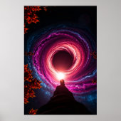 "Into the Abyss — Neon Black Hole Galaxy" Premium  Poster (Vorne)