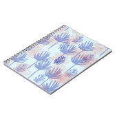 Into the blue. Muster mit Blättern in Blau Notizblock (Linke Seite)