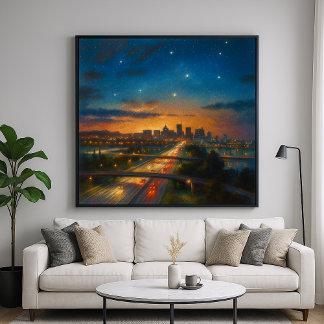 Into The City - Pastel Painting Style Cityscape Poster