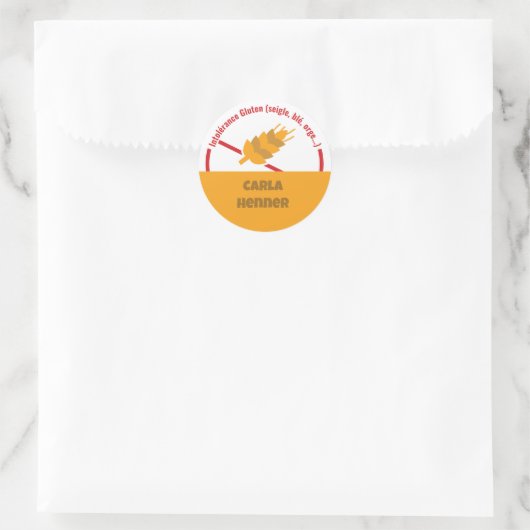 Intolérance Gluten Classic Round Sticker (Tasche)