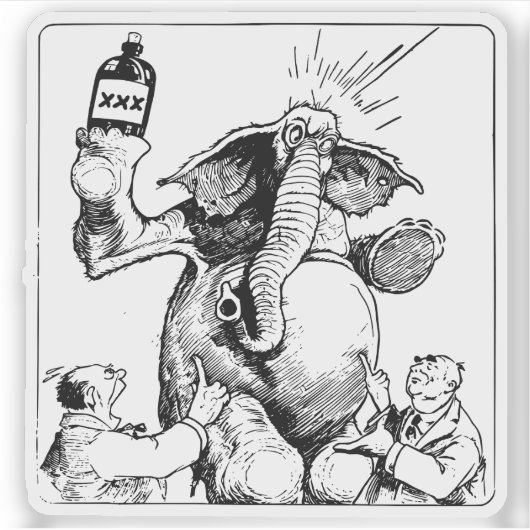Intoxikierter Elefant Aufkleber (Vorderseite)