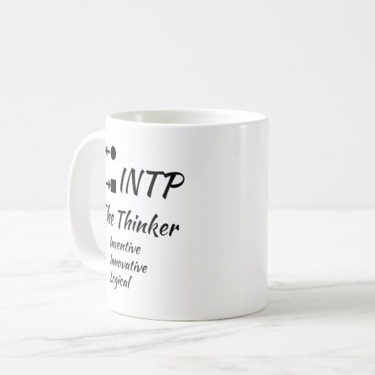 INTP MBTI Myers-Briggs Typindikator Persönlichkeit Kaffeetasse (Vorderseite Links)