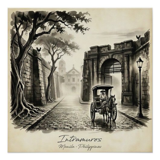 Intramuros Manila Kalesa Erbe  Poster (Vorderseite)