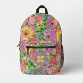Intricantische farbige Blume und Folien Bedruckter Rucksack (Vorderseite)
