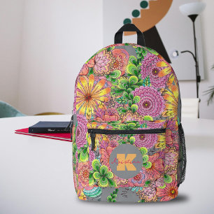 Intricantische farbige Blume und Folien Bedruckter Rucksack
