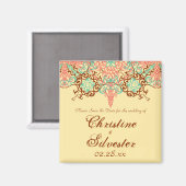 Intricate Arabesque, Save the Date quadratisch Magnet (Vorderseite/Rückseite)