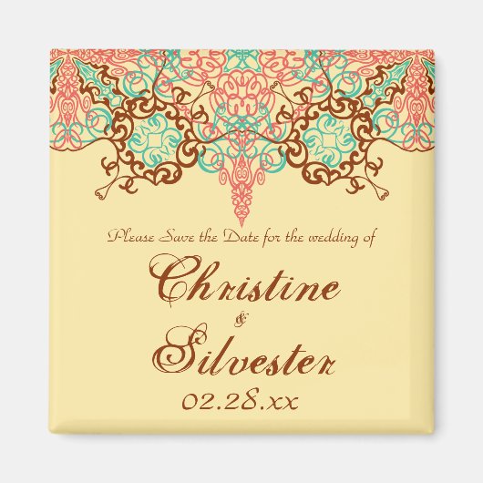 Intricate Arabesque, Save the Date quadratisch Magnet (Vorne)