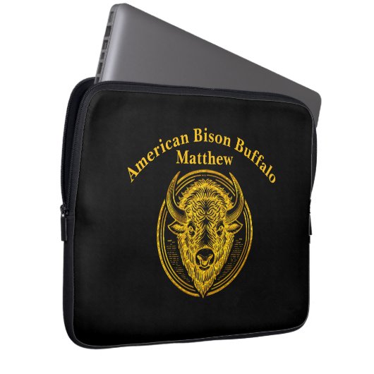 Intricate Bison Buffalo Head Illustration Laptopschutzhülle (Vorne Rechts)