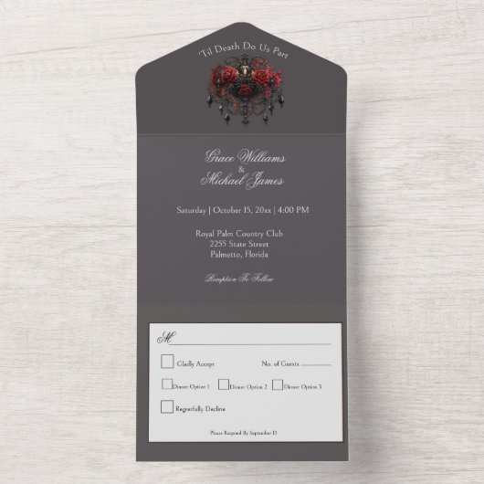 Intricate Black Gothic Chandelier All-in-One All In One Einladung (Innen Boden)