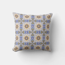 intricate blue and yellow geometric patterns kissen