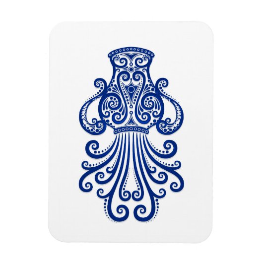 Intricate Blue Aquarius Zodiac auf White Magnet (Vertikal)