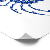 Intricate Blue Cancer Zodiac auf Weiß Poster (Ecke)