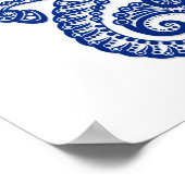 Intricate Blue Capricorn Zodiac auf Weiß Poster (Ecke)