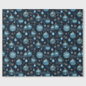 Intricate Blue Christmas Baubles Geschenkpapier (Flach)