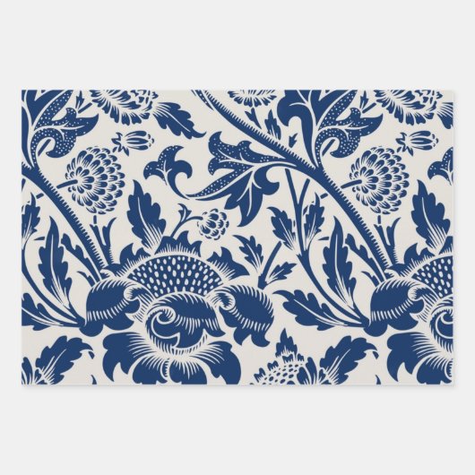 Intricate blue floral pattern on light background geschenkpapier set (Vorderseite 2)