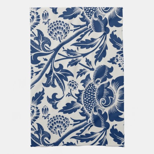 Intricate blue floral pattern on light background geschirrtuch (Vertikal)